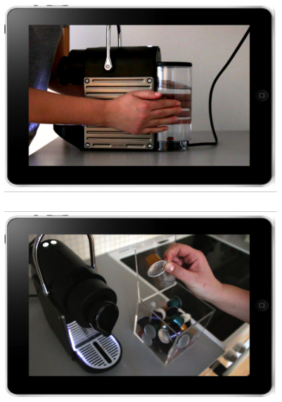 Bilde av to iPader med ulike skjermbilder av en instruksjonsvideo